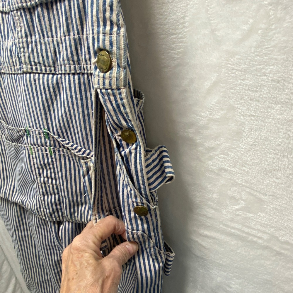 VTG 50s Big Smith Denim Striped Railroad Overalls Carpenter Bib Union Made USA - Picture 5 of 16